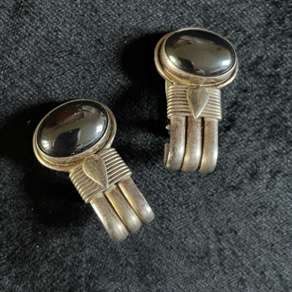 925 Hematite Turkish Centurion clip-on earrings
